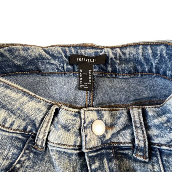 Forever 21 Jeans Women 24 Mid Rise Distressed Destroyed Skinny Stretch (W20 L27) - Picture 13 of 16